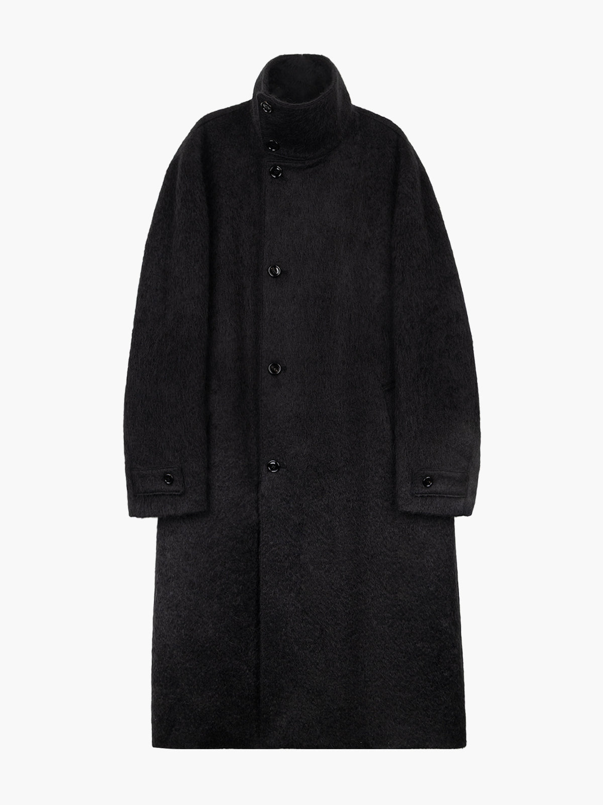 Jiyong Kim - Brushed Alpaca High-Neck Coat (Black) product image 10 | TRAB K-Fashion Australia