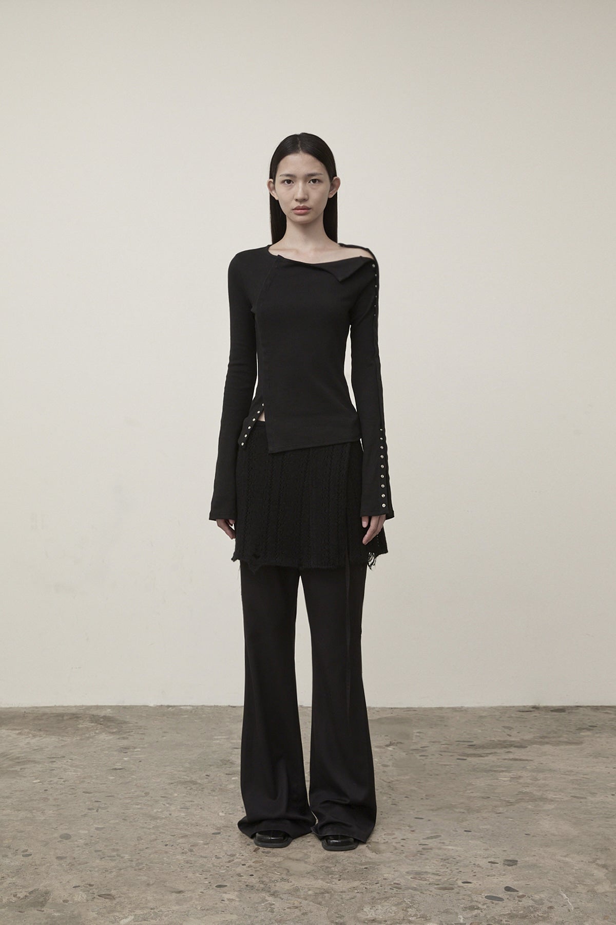 Matin Kim - Snap Detail Slim Top (Black) product image 6 | TRAB K-Fashion Australia