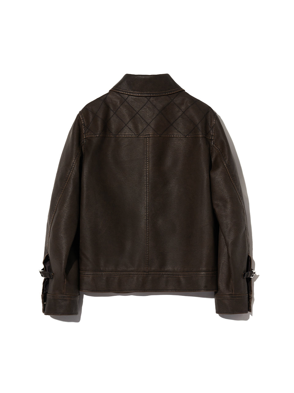 Kijun - Faux-Leather Stitched Jacket (Dark Brown) product image 11 | TRAB K-Fashion Australia