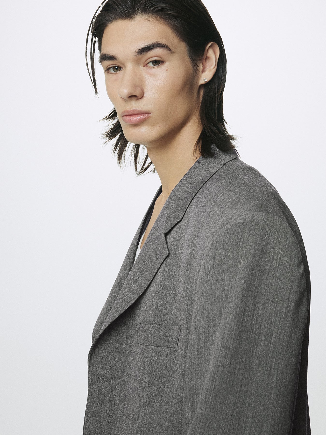 Tonywack - Melange Wool Oversized Tailored Jacket (Melange Grey) product image 10 | TRAB K-Fashion Australia