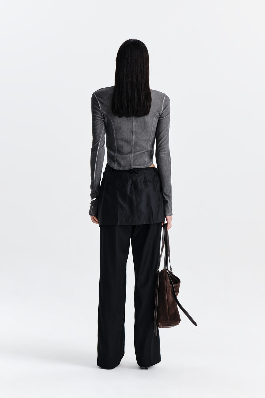 Matin Kim - Slit Point Skirt Trouser (Black) product image 7 | TRAB K-Fashion Australia