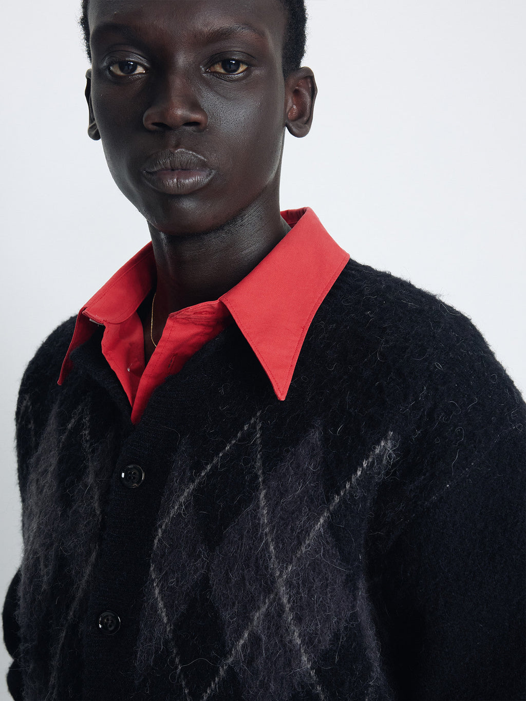 Tonywack - Brushed Argyle Cardigan (Black) product image 7 | TRAB K-Fashion Australia