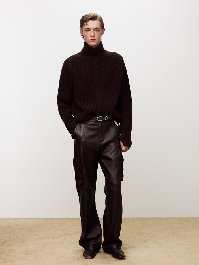 Tonywack - Super Fine Merino Wool Placket Zip-Up Knit (Dark Brown) product image 2 | TRAB K-Fashion Australia
