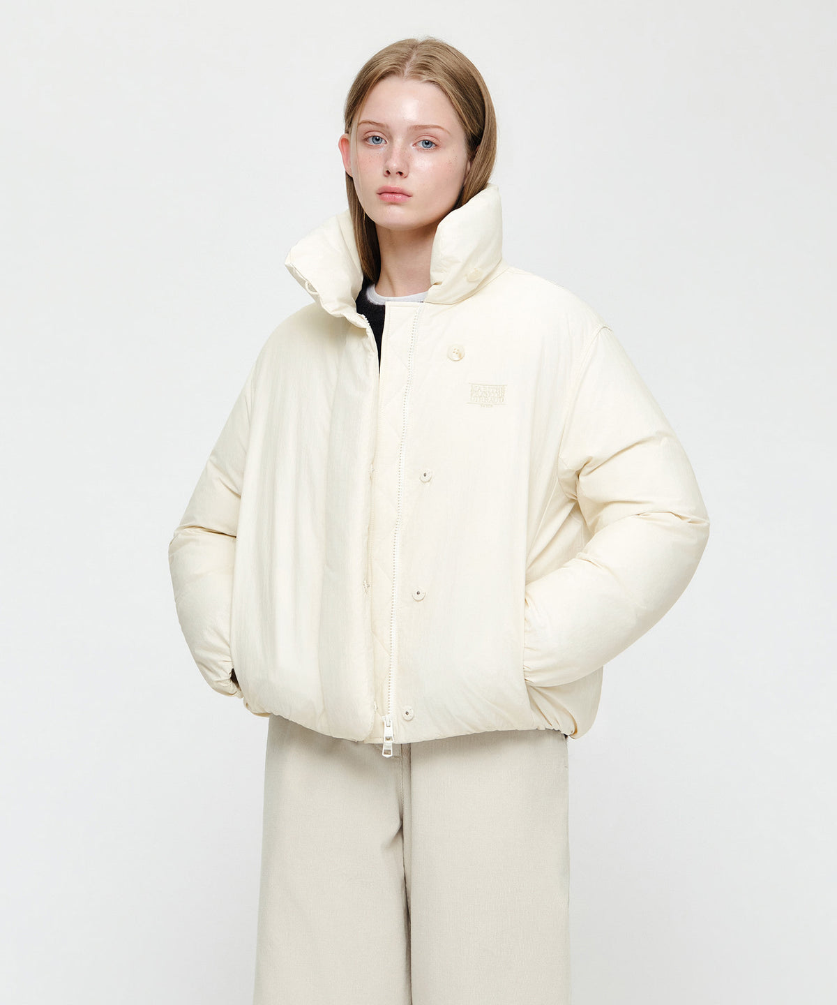 Marithe & Francois Girbaud - High Neck Padded Jacket (Ivory) product image 1 | TRAB K-Fashion Australia
