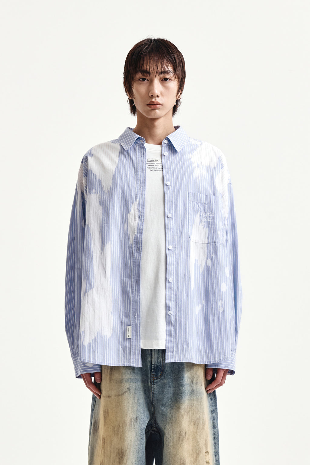 Matin Kim - Embroidery Small Logo Shirt (Light Blue) product image 10 | TRAB K-Fashion Australia