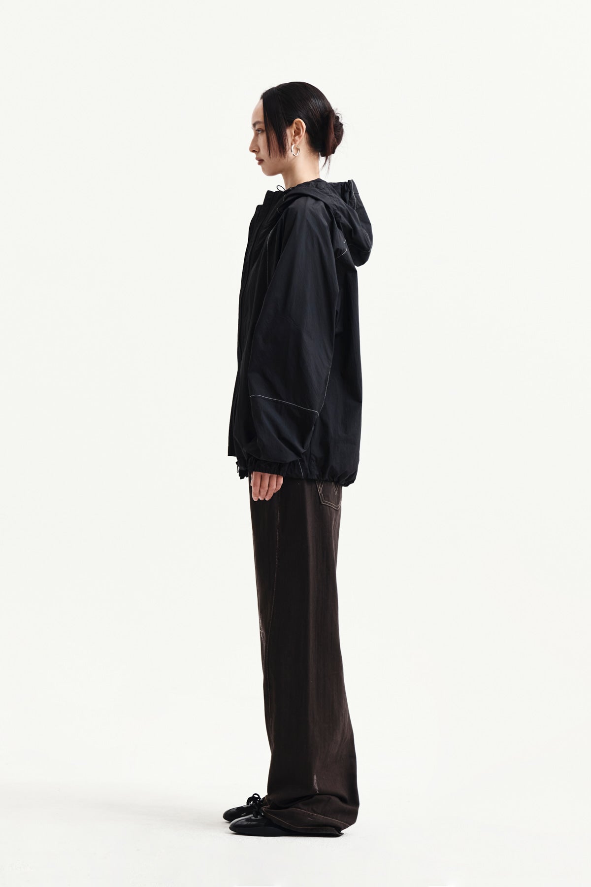 Matin Kim - Back Logo Hoody Wind Breaker (Black) product image 7 | TRAB K-Fashion Australia
