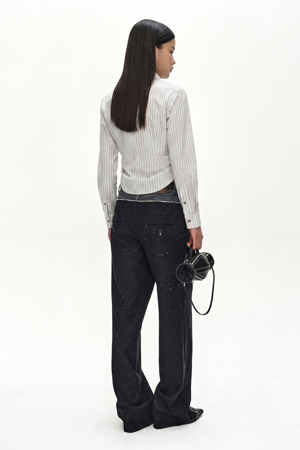 Andersson Bell - Stripe Draped Waist Shirt (Ecru) product image 3 | TRAB K-Fashion Australia