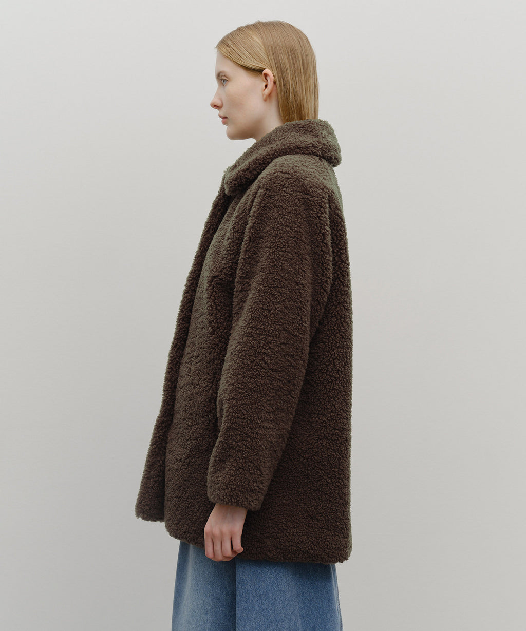 Marithe & Francois Girbaud - Mid Shearling Fur Coat (Dark Brown) product image 3 | TRAB K-Fashion Australia
