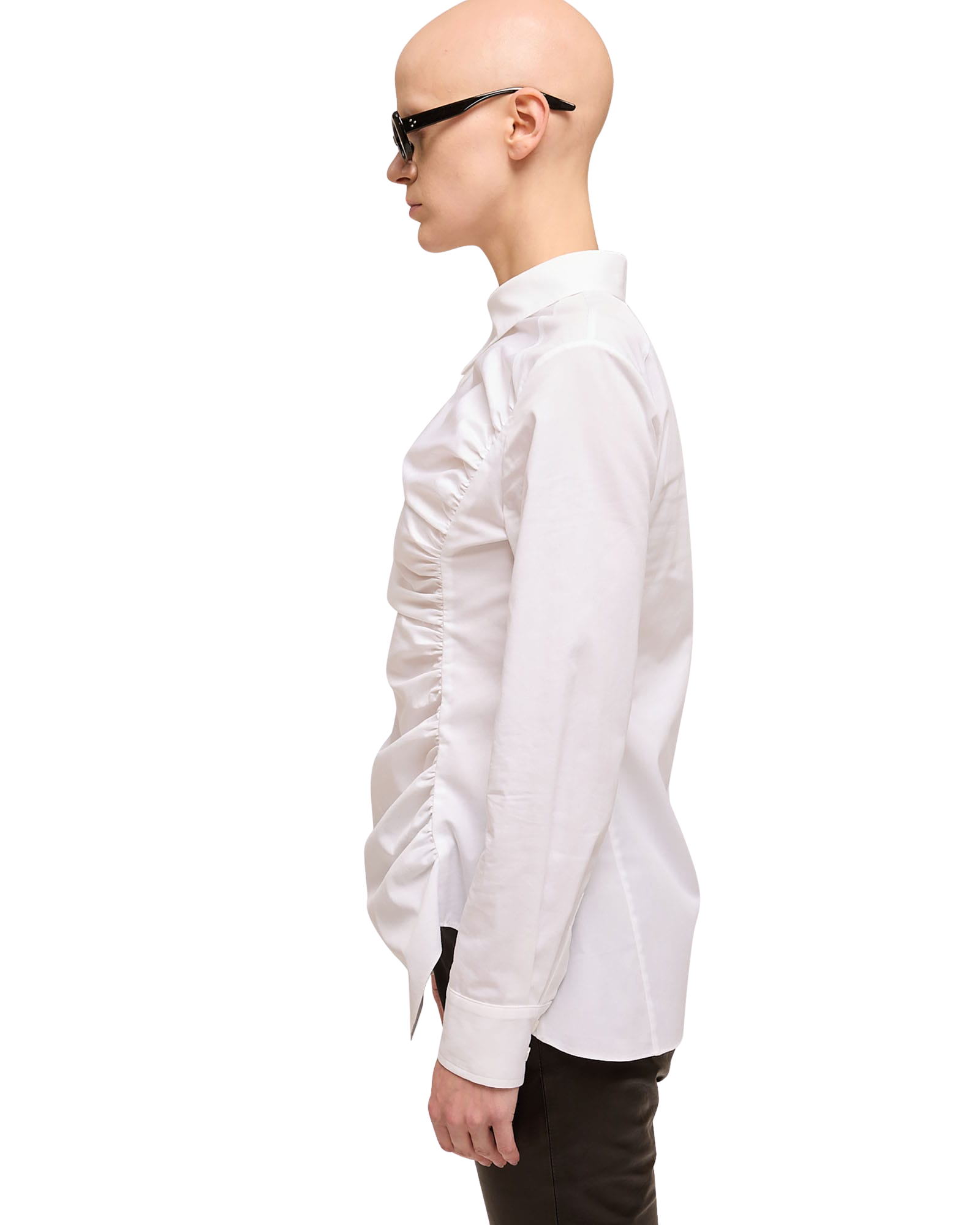 Kimhe Kim - Asymmetrical Shirring Shirt (White) product image 11 | TRAB K-Fashion Australia