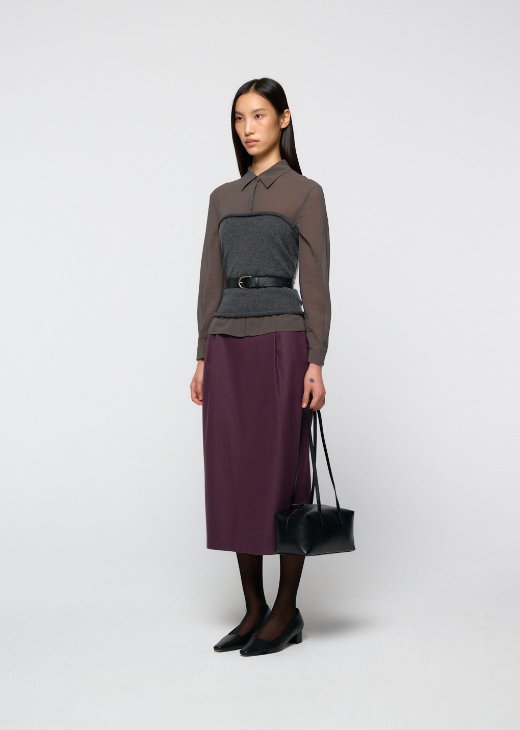Amomento - [Pre-Order] Wool pencil skirt (Burgundy) product image 3 | TRAB K-Fashion Australia