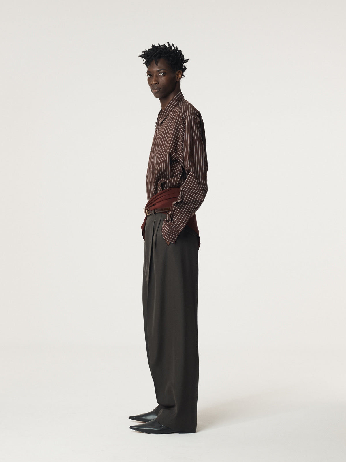 Recto - Lea Stripe Shirt (Red Brown) product image 2 | TRAB K-Fashion Australia