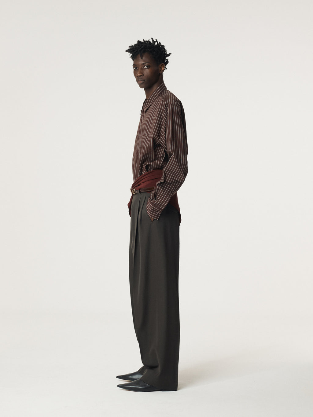 Recto - Lea Stripe Shirt (Red Brown) product image 2 | TRAB K-Fashion Australia