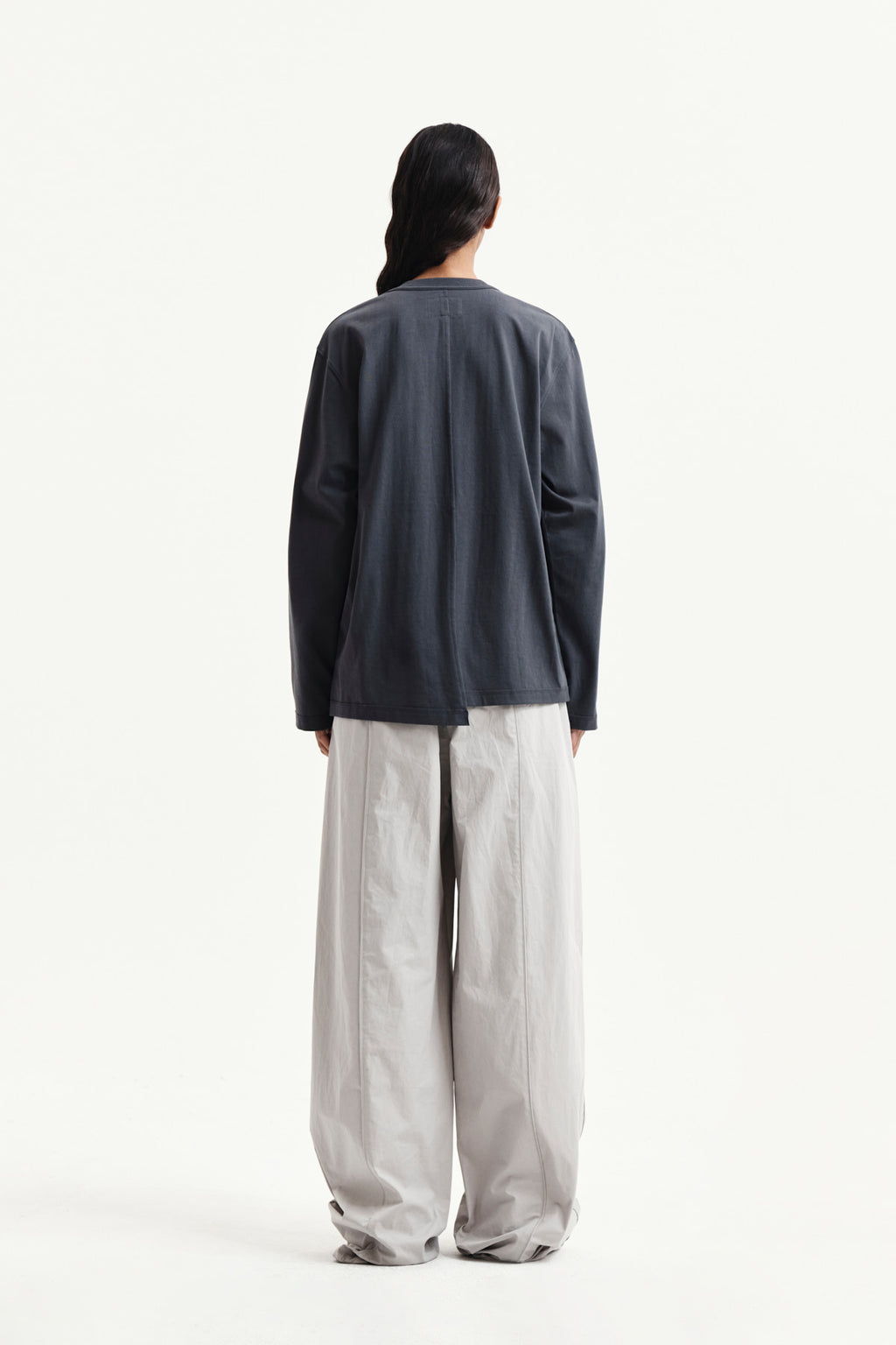 Matin Kim - Asymmetric Logo Top (Charcoal) product image 7 | TRAB K-Fashion Australia