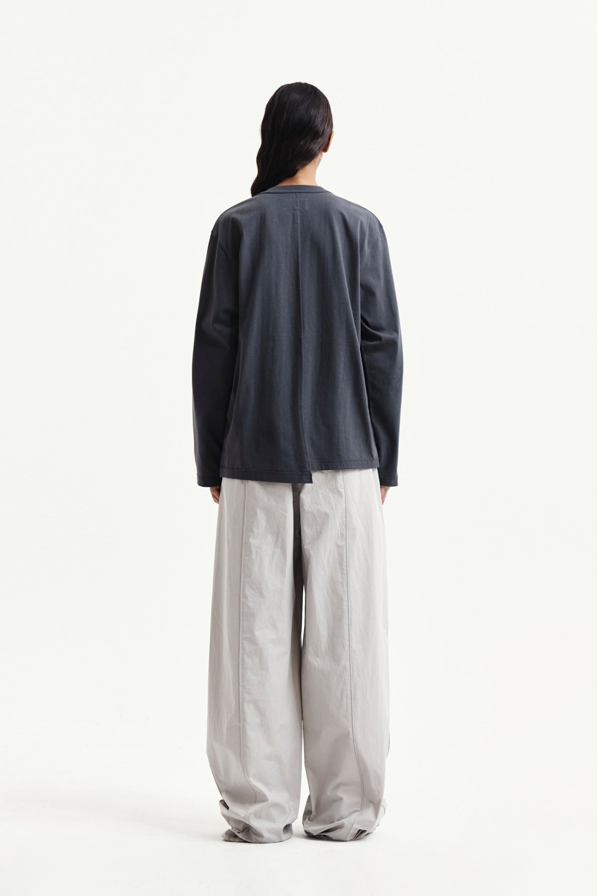Matin Kim - Asymmetric Logo Top (Charcoal) product image 7 | TRAB K-Fashion Australia