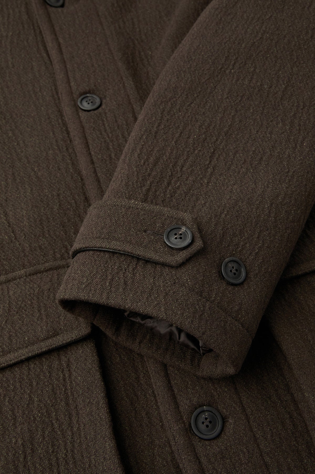 Coor - Trimming Leather Patchwork Coat (Dark Green) product image 7 | TRAB K-Fashion Australia