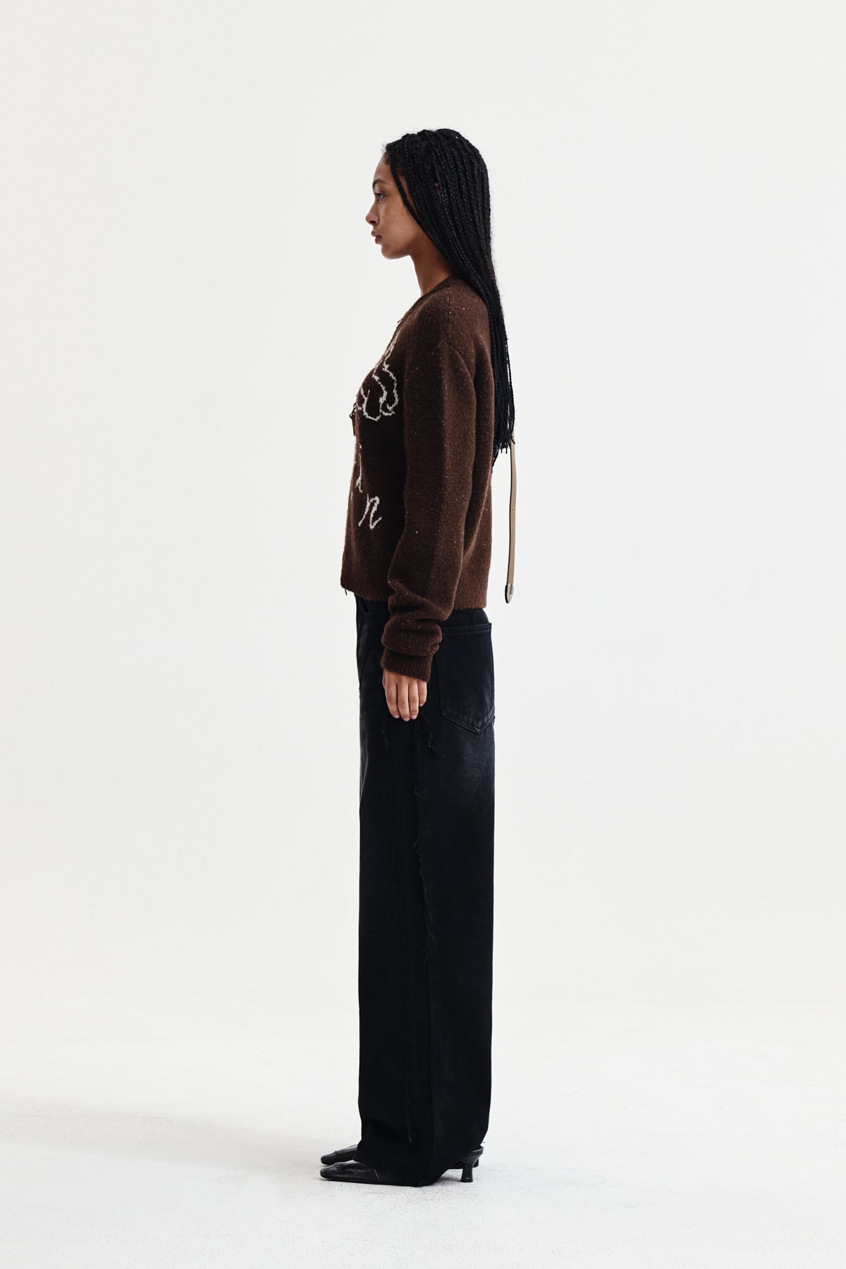 Matin Kim - Matin Poni Coni Knit Zip Up (Brown) product image 6 | TRAB K-Fashion Australia
