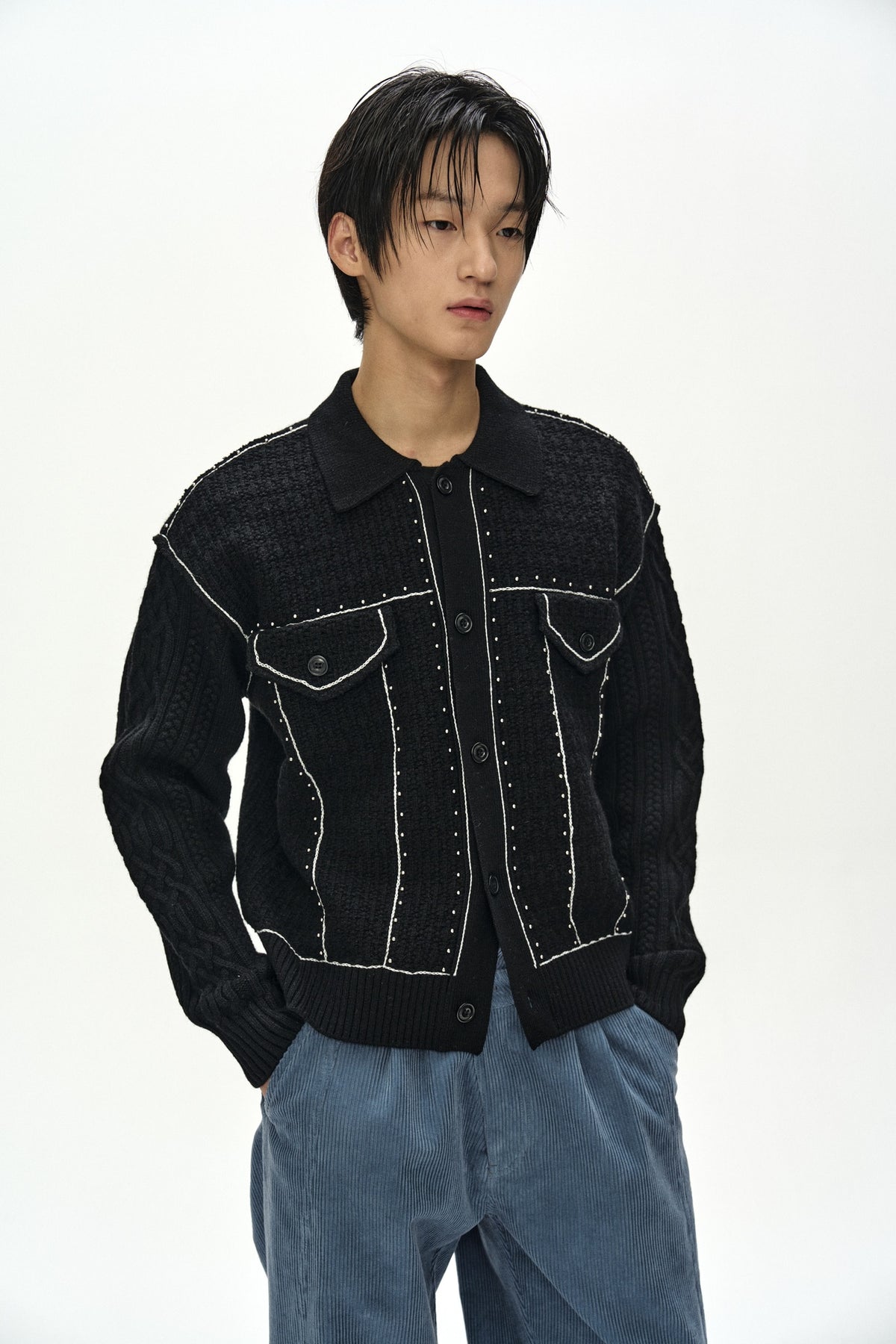 Andersson Bell - Camelon Trucker Cardigan (Black) product image 4 | TRAB K-Fashion Australia