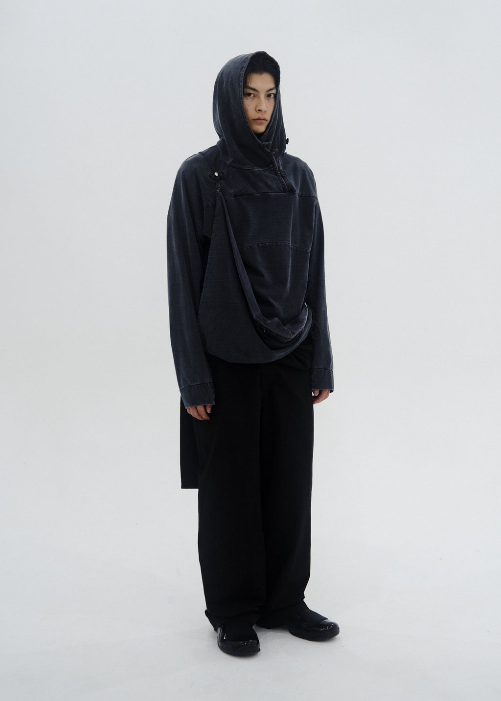 Hyein Seo - Dyed Scarf Bag Hoodie (Charcoal) product image 8 | TRAB K-Fashion Australia