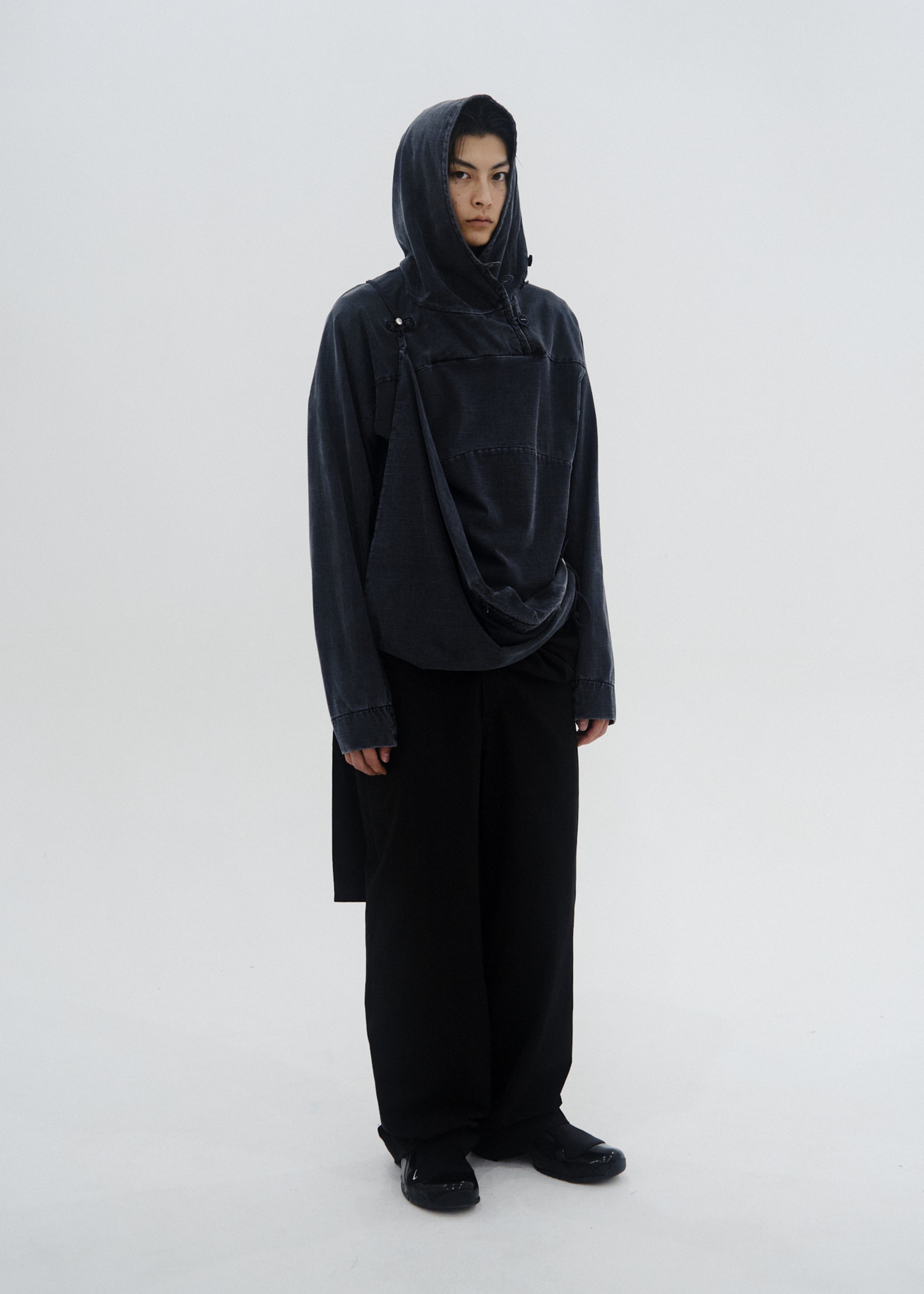 Hyein Seo - Dyed Scarf Bag Hoodie (Charcoal) product image 8 | TRAB K-Fashion Australia