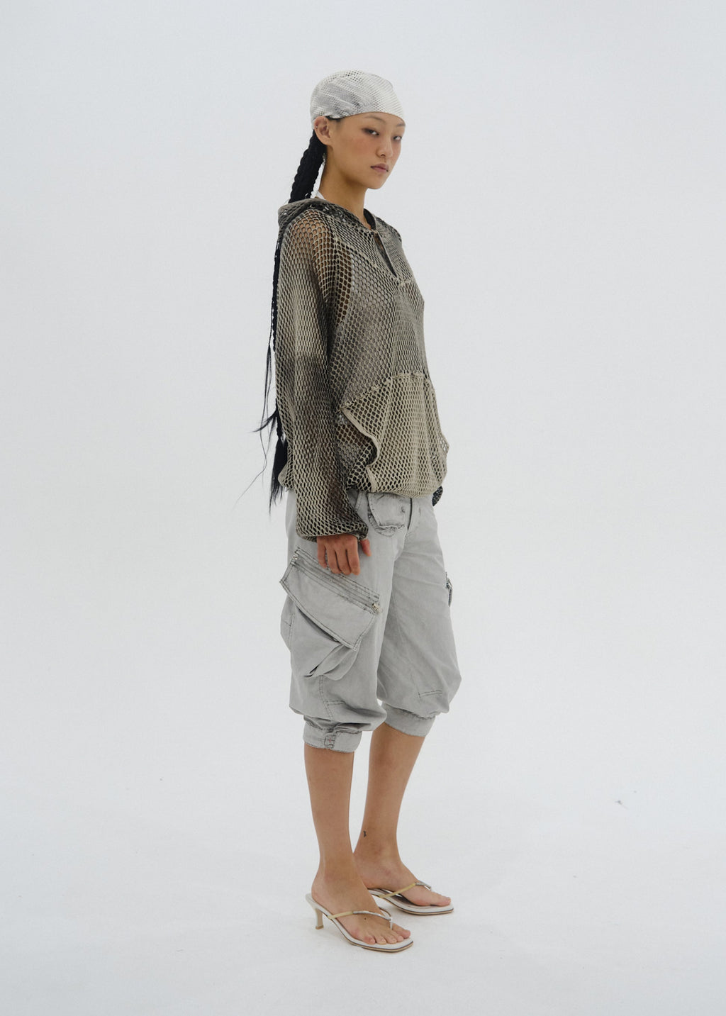 Hyein Seo - Spray-Dyed Mesh Hoodie (Stone Beige) product image 6 | TRAB K-Fashion Australia