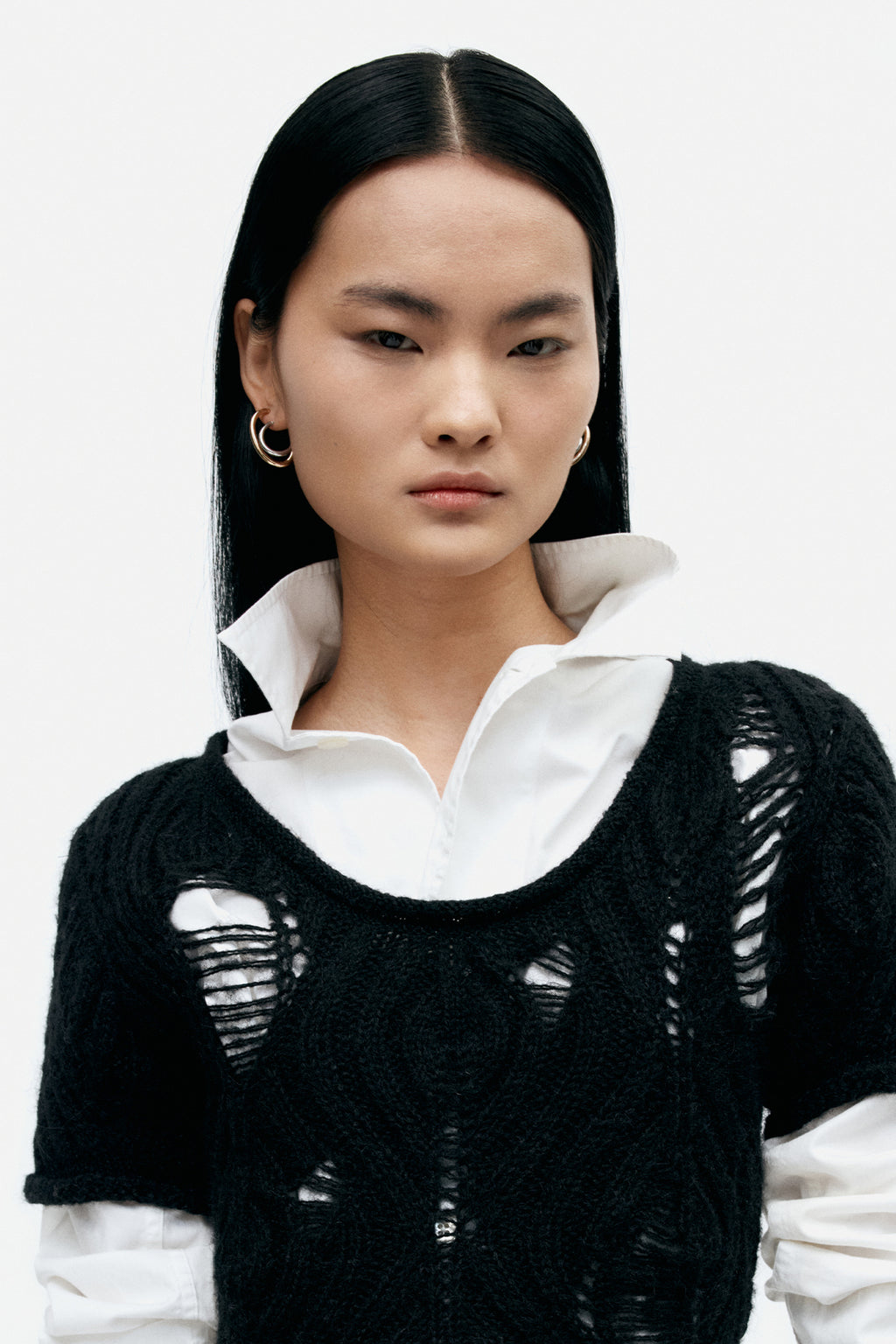 Andersson Bell - Cap Sleeve Sweater Layered Top (Black) product image 5 | TRAB K-Fashion Australia