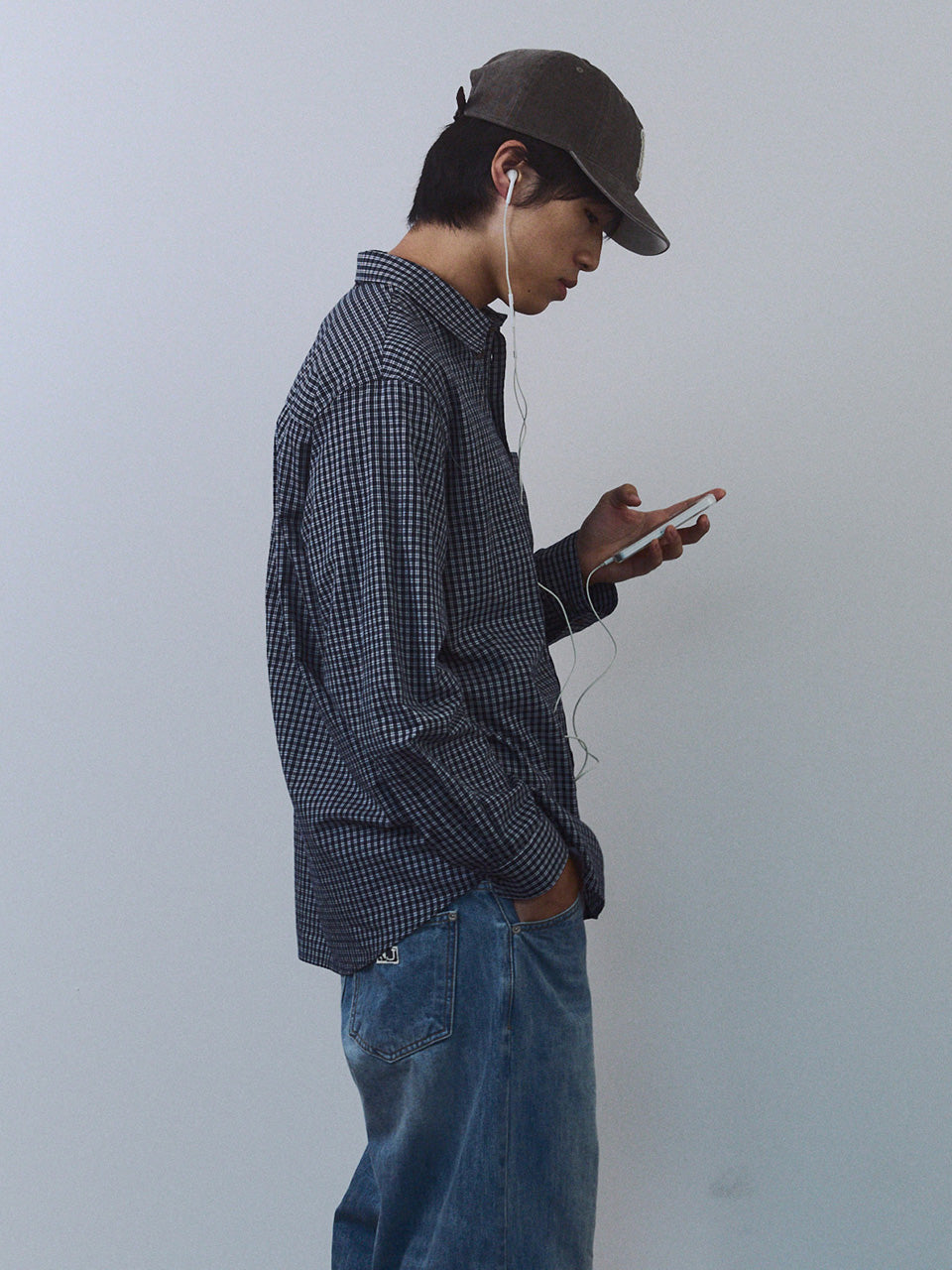 Kijun - Ivy Classic Check Shirt (Navy) product image 1 | TRAB K-Fashion Australia