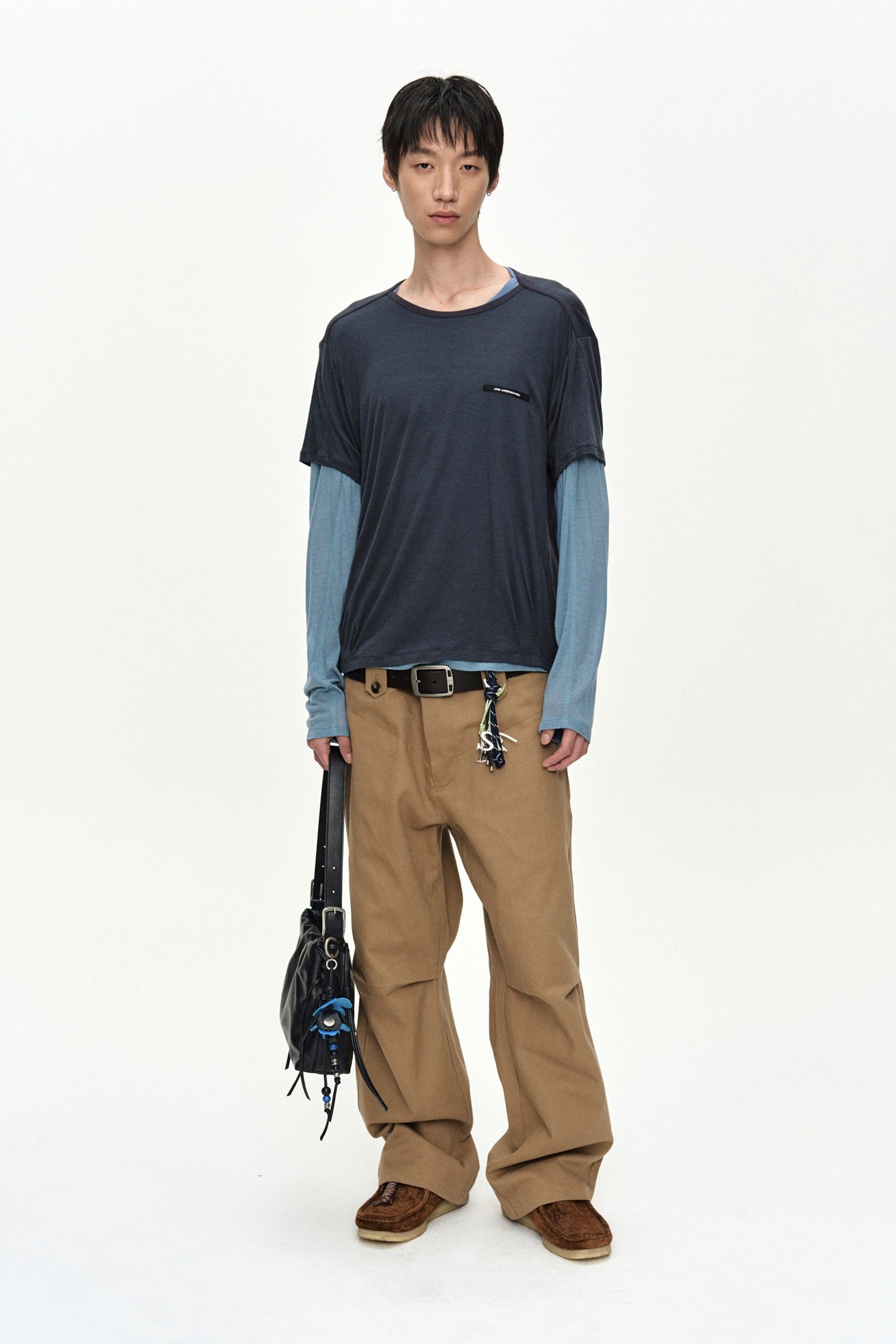 Andersson Bell - Brad Layered T-Shirt (Slate Blue/Asphalte) product image 1 | TRAB K-Fashion Australia