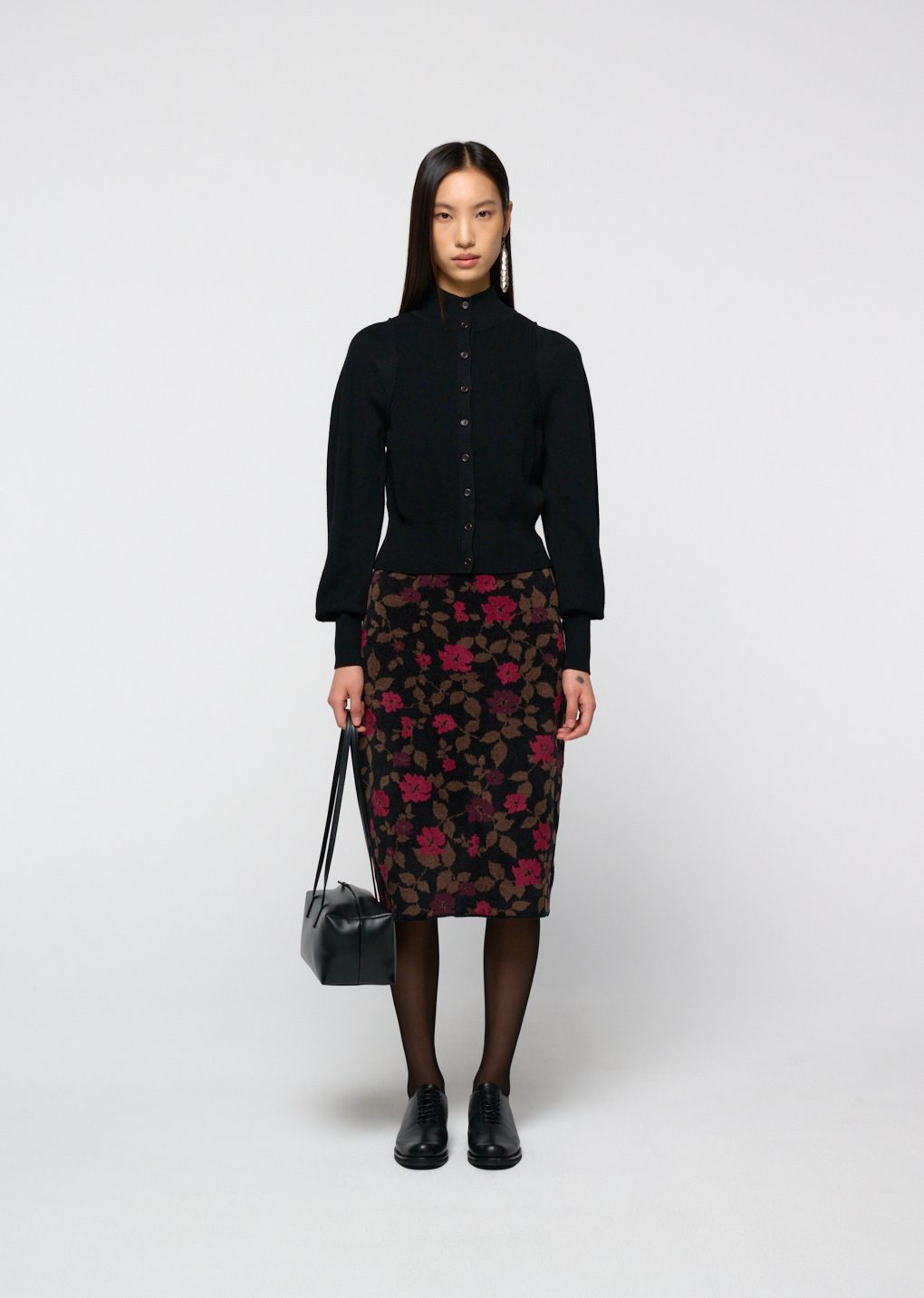 Amomento - Floral jacquard skirt (Black) product image 2 | TRAB K-Fashion Australia