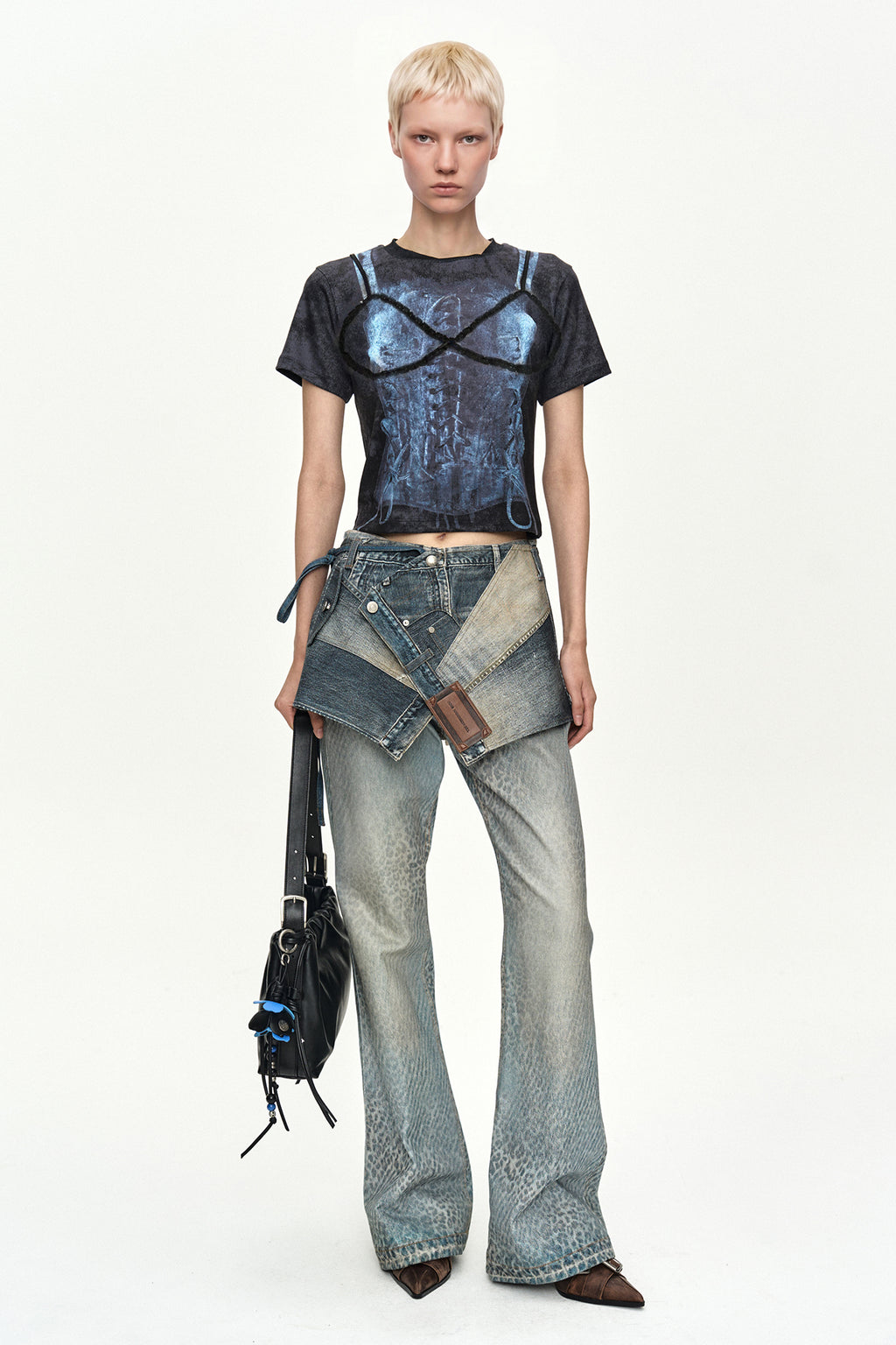 Andersson Bell - Lingerie Trompe-L'oeil Graphic T-Shirt (Charcoal) product image 2 | TRAB K-Fashion Australia