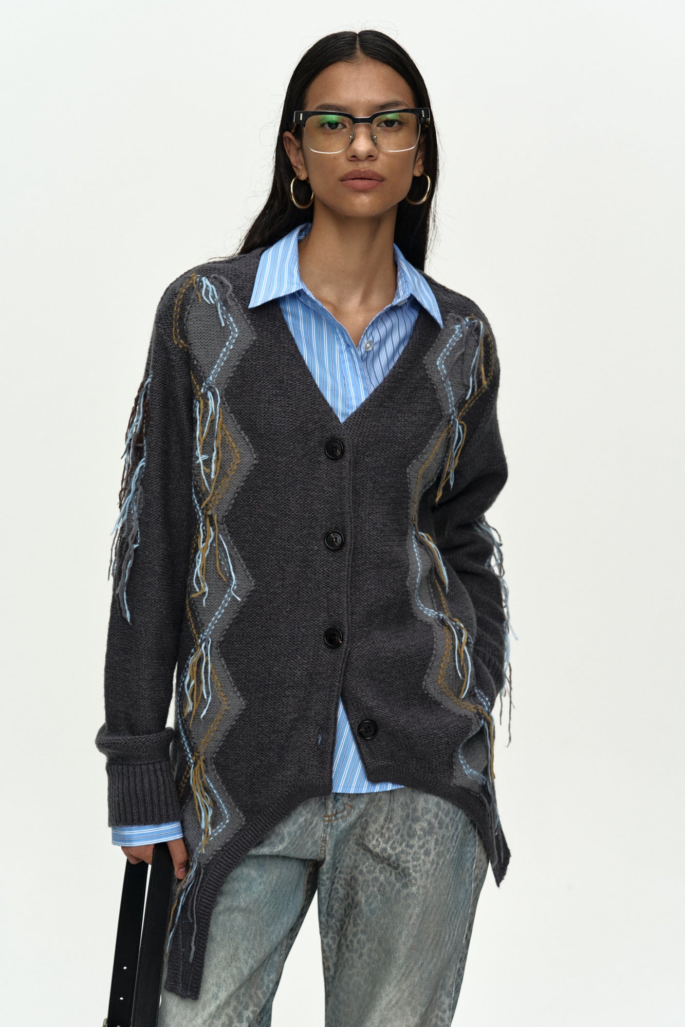 Andersson Bell - Gartered Argyle Cardigan (Charcoal) product image 4 | TRAB K-Fashion Australia