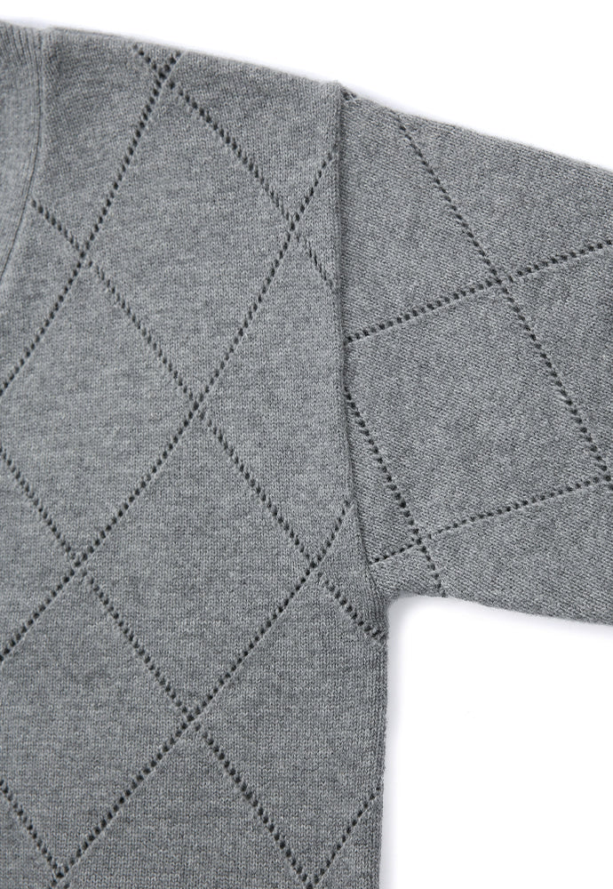 Tonywack - Slashed Argyle Cashmere Cardigan (Grey) product image 9 | TRAB K-Fashion Australia