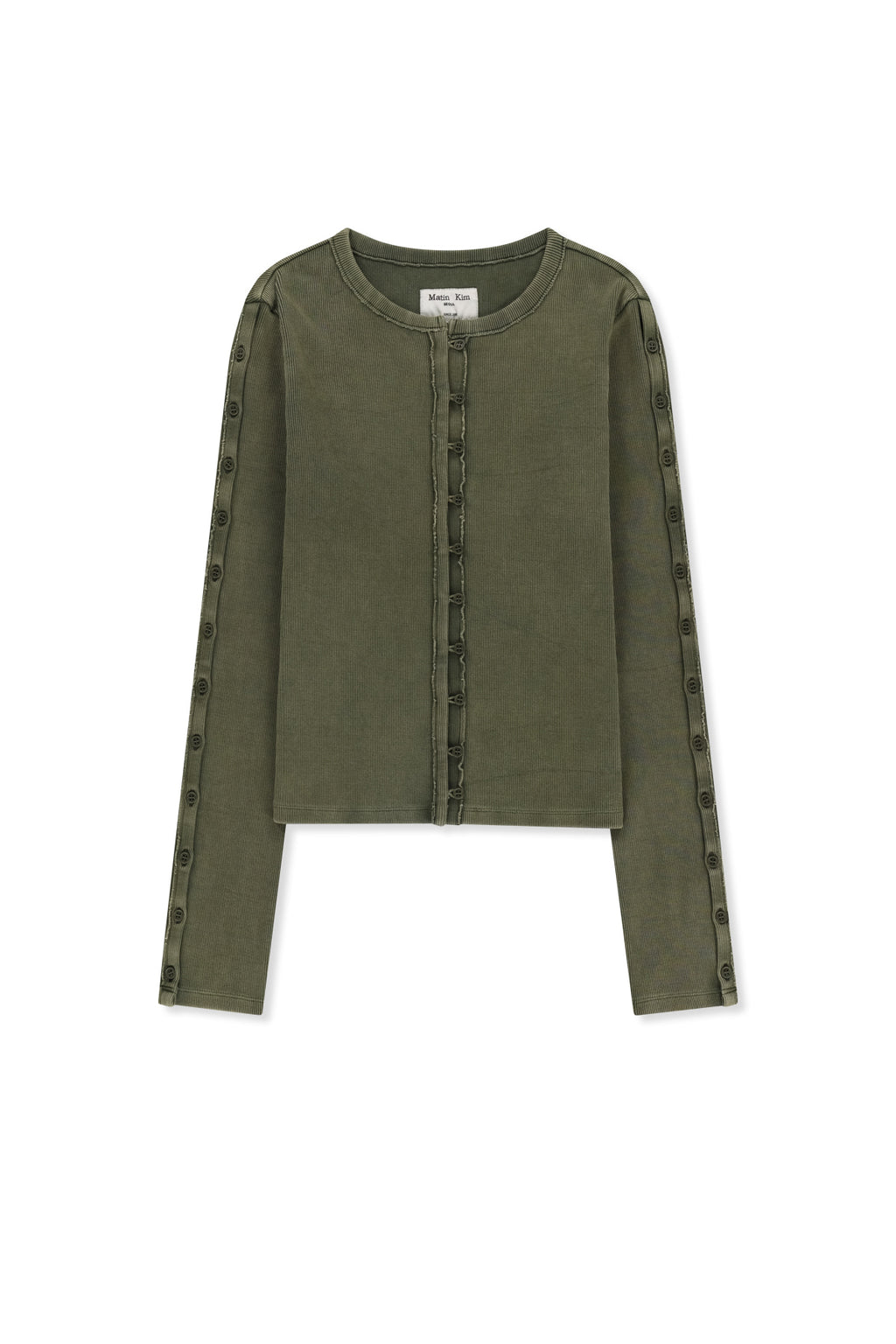 Matin Kim - Washed Rib Button Detail Top (Khaki) product image 1 | TRAB K-Fashion Australia