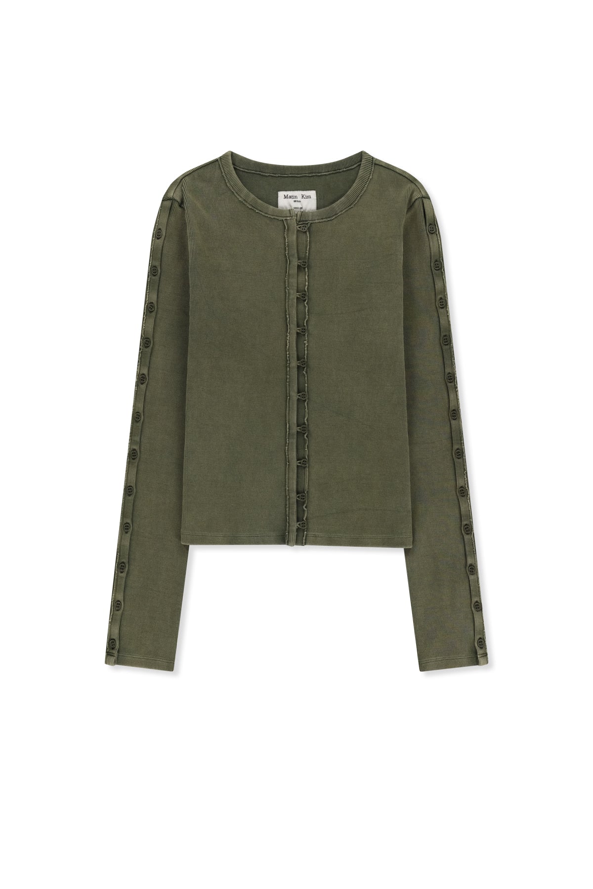 Matin Kim - Washed Rib Button Detail Top (Khaki) product image 1 | TRAB K-Fashion Australia