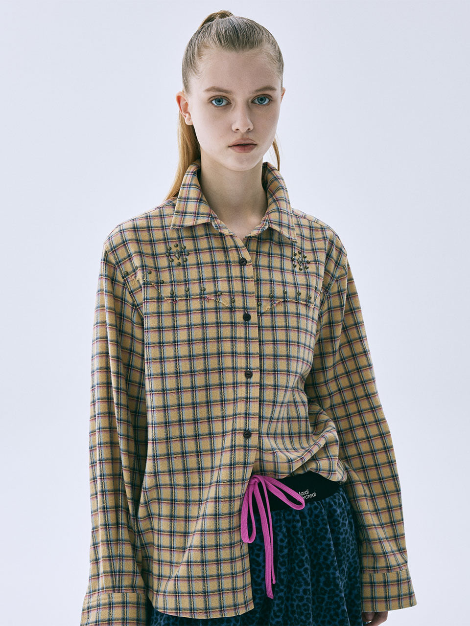 Mardi Mercredi - Western Shirts Glen Check Stud (Yellow) product image 1 | TRAB K-Fashion Australia