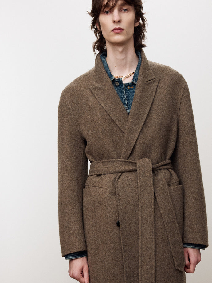 Tonywack - Hand-Made Wool And Camel Belted Coat (Melange Dark Camel) product image 6 | TRAB K-Fashion Australia