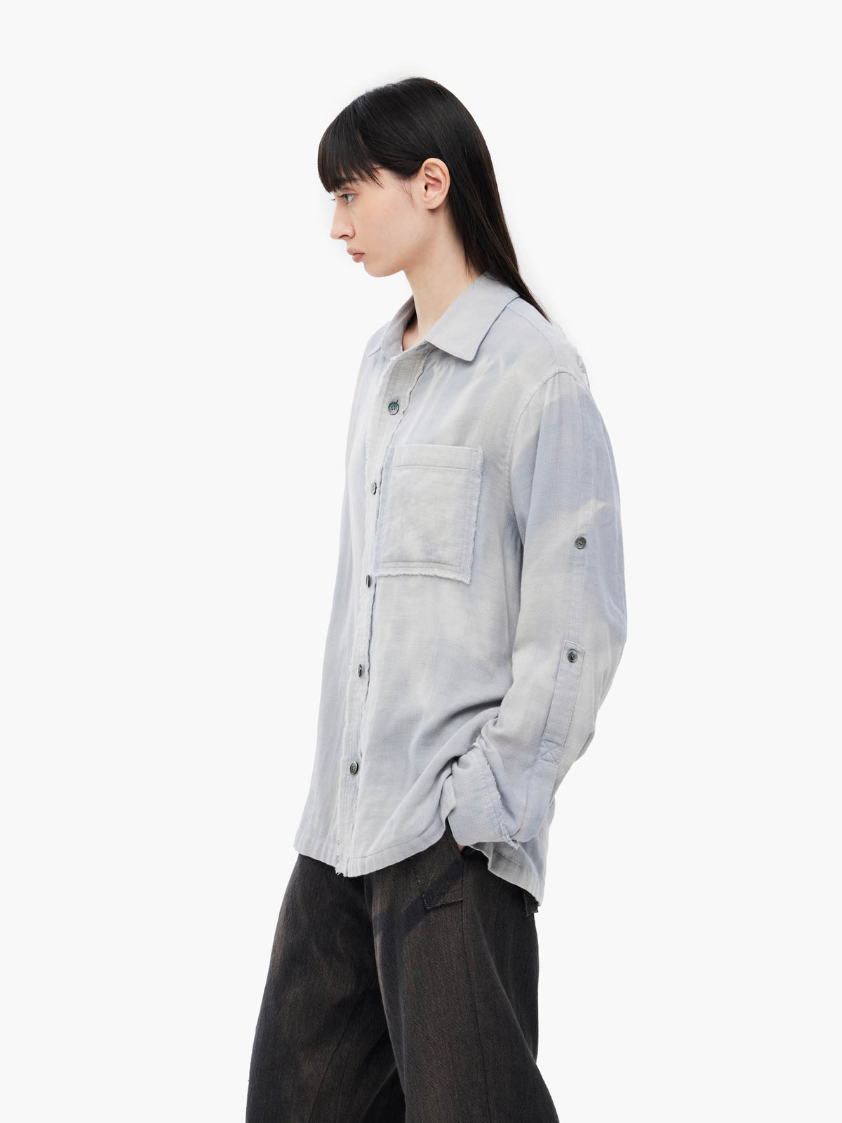 Jiyong Kim - Sun-Bleached Strap Detailed Shirt (Grey) product image 4 | TRAB K-Fashion Australia