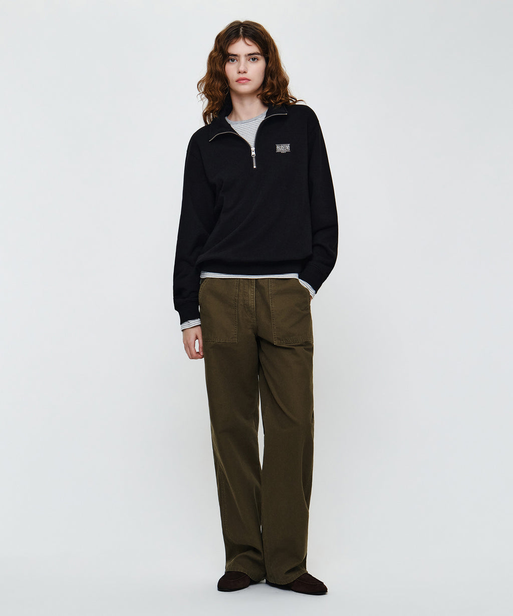 Marithe & Francois Girbaud - Small Classic Logo Half Zipup Sweatshirt (Black) product image 5 | TRAB K-Fashion Australia