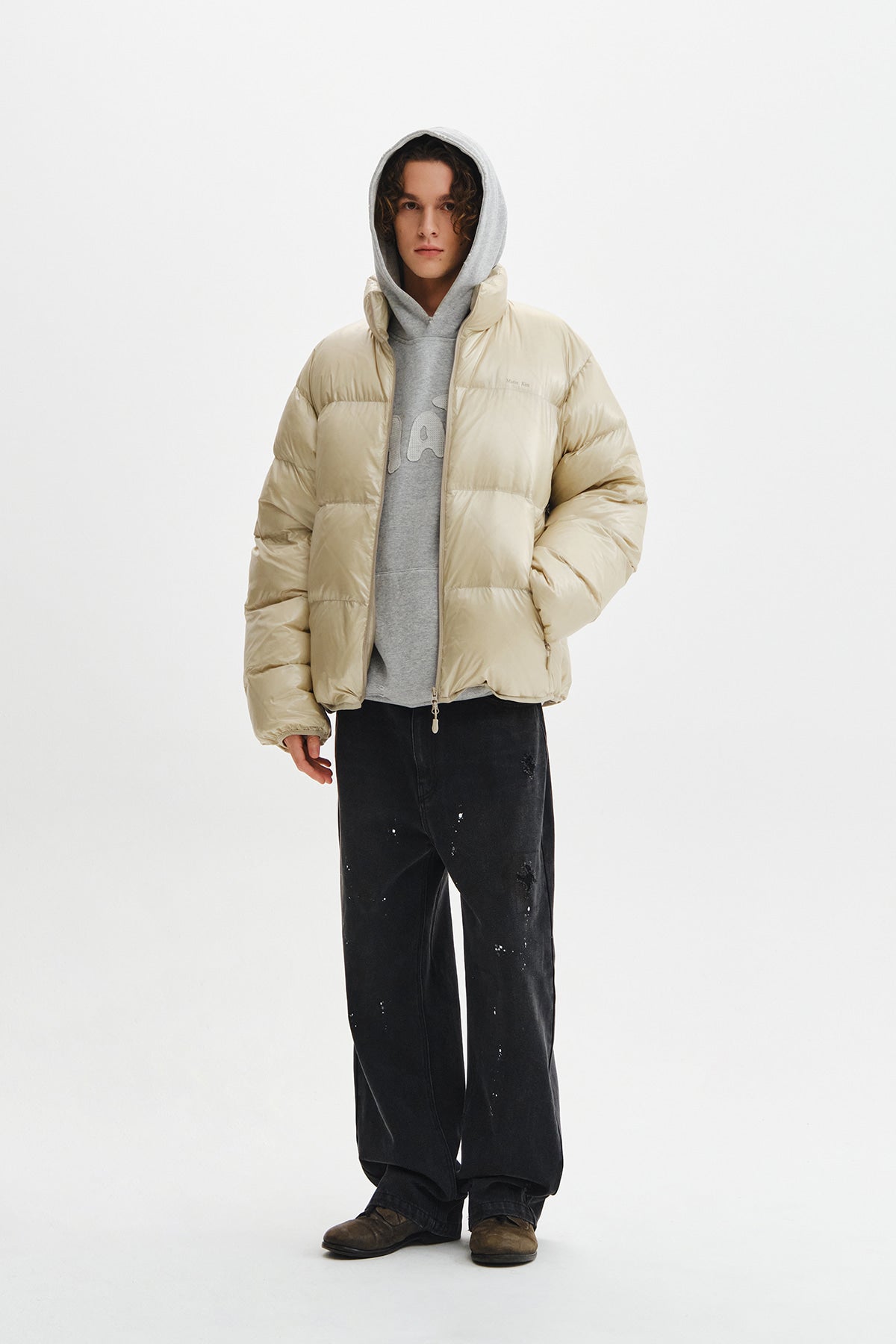 Matin Kim - Icon Logo Down Jumper (Light Beige) product image 12 | TRAB K-Fashion Australia