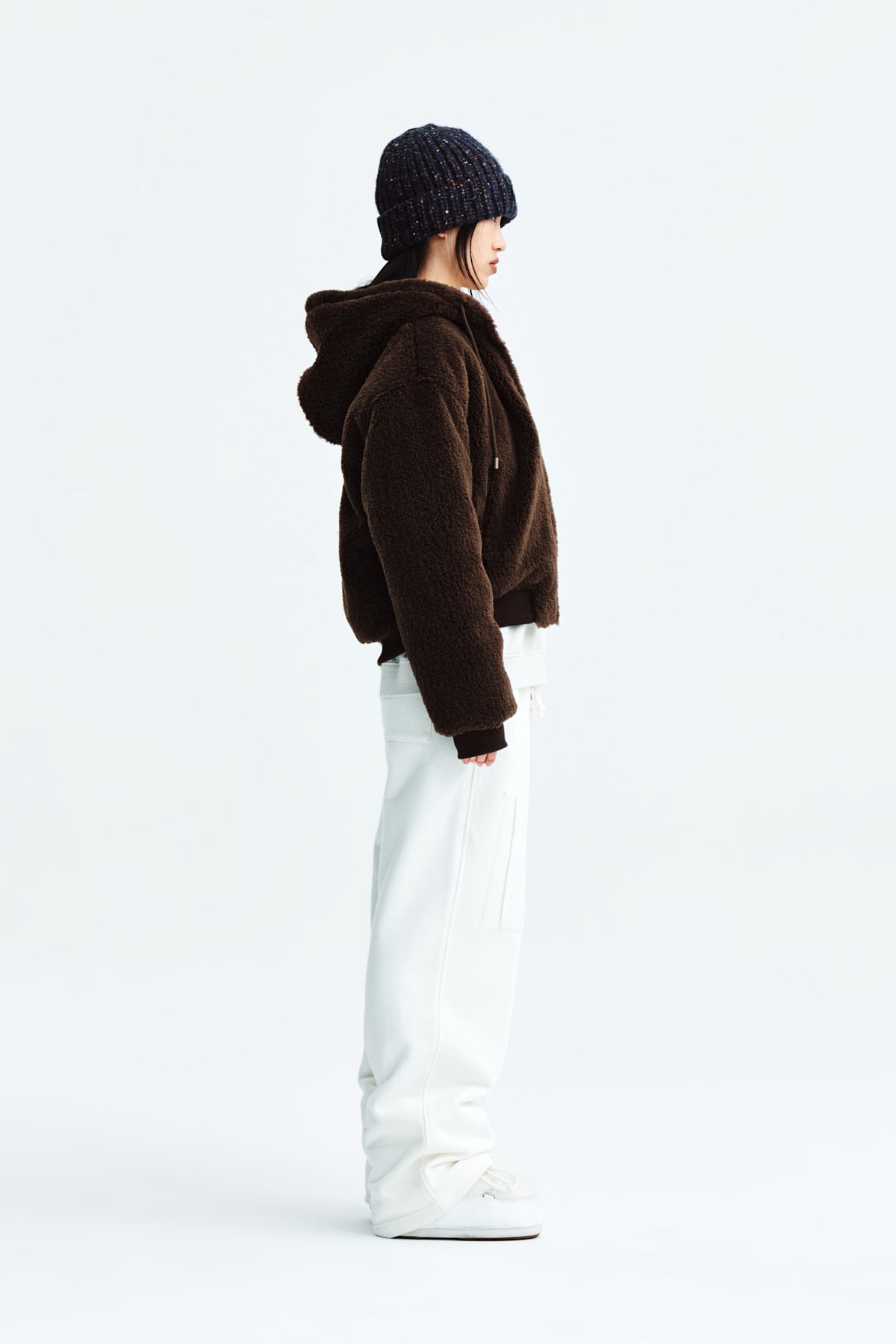 Matin Kim - Logo Point Fleece Hoody Jumper (Khaki) product image 7 | TRAB K-Fashion Australia