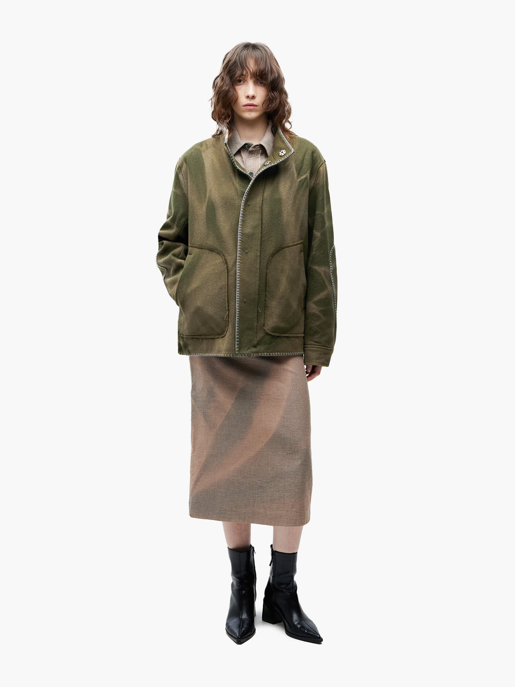 Jiyong Kim - Sun-Bleached Blanket Jacket (Green) product image 3 | TRAB K-Fashion Australia