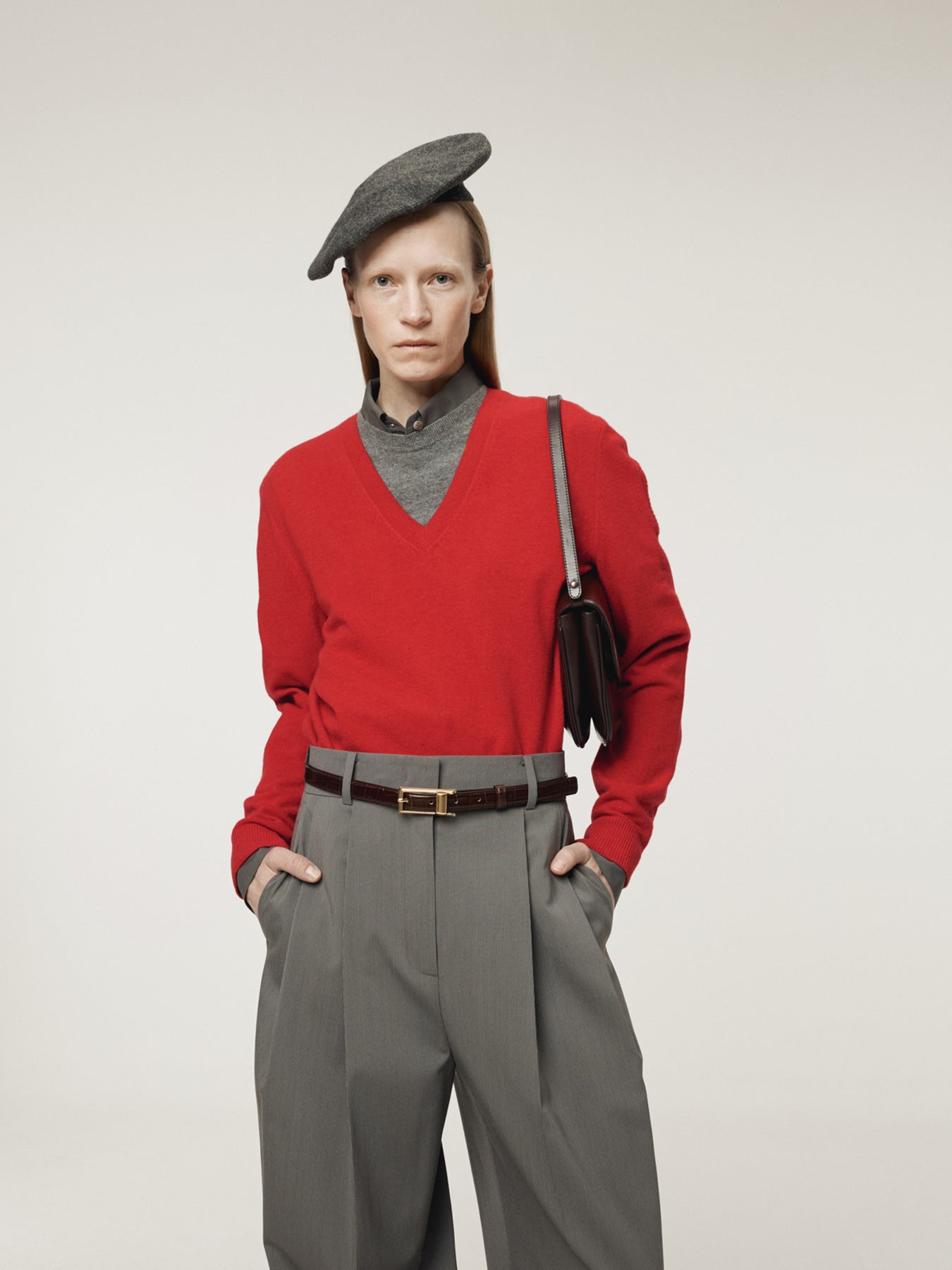 Recto - Contrast Layered V-Neck Knit Top (Red) product image 5 | TRAB K-Fashion Australia