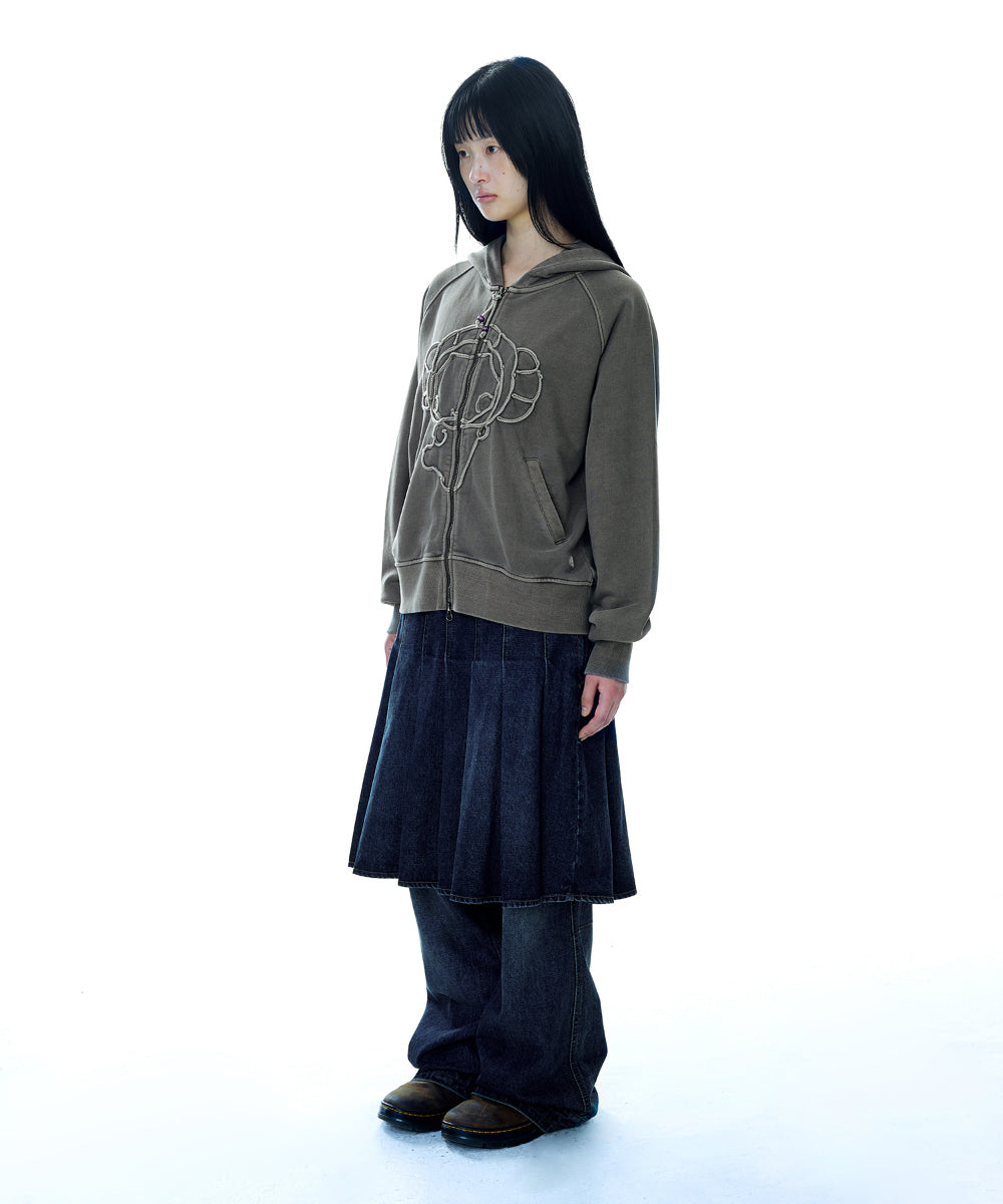 Coyseio - Vintage Tape Hood Zip-Up (Ash Brown) product image 10 | TRAB K-Fashion Australia