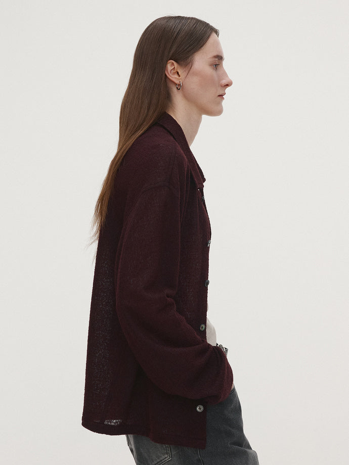 Tonywack - Textured Wool Sheer Button Blouson Japanese Fabric (Burnt Marron) product image 5 | TRAB K-Fashion Australia