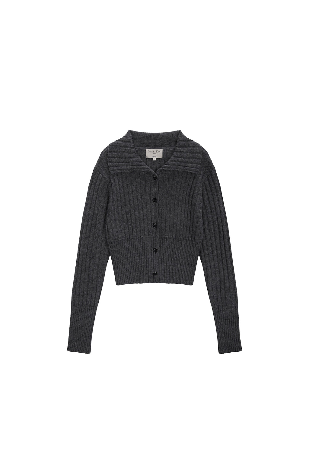 Matin Kim - Semi Crop Knit Button Cardigan (Grey) product image 1 | TRAB K-Fashion Australia