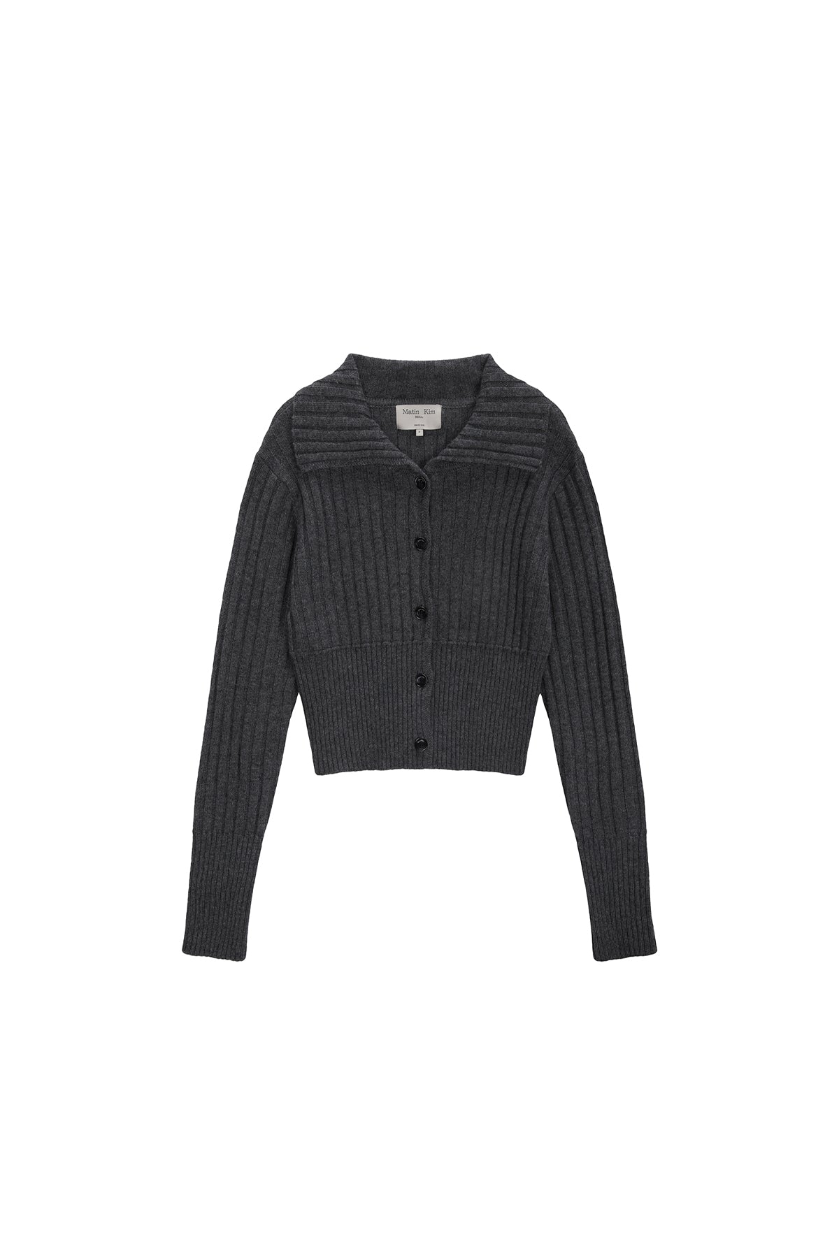 Matin Kim - Semi Crop Knit Button Cardigan (Grey) product image 1 | TRAB K-Fashion Australia