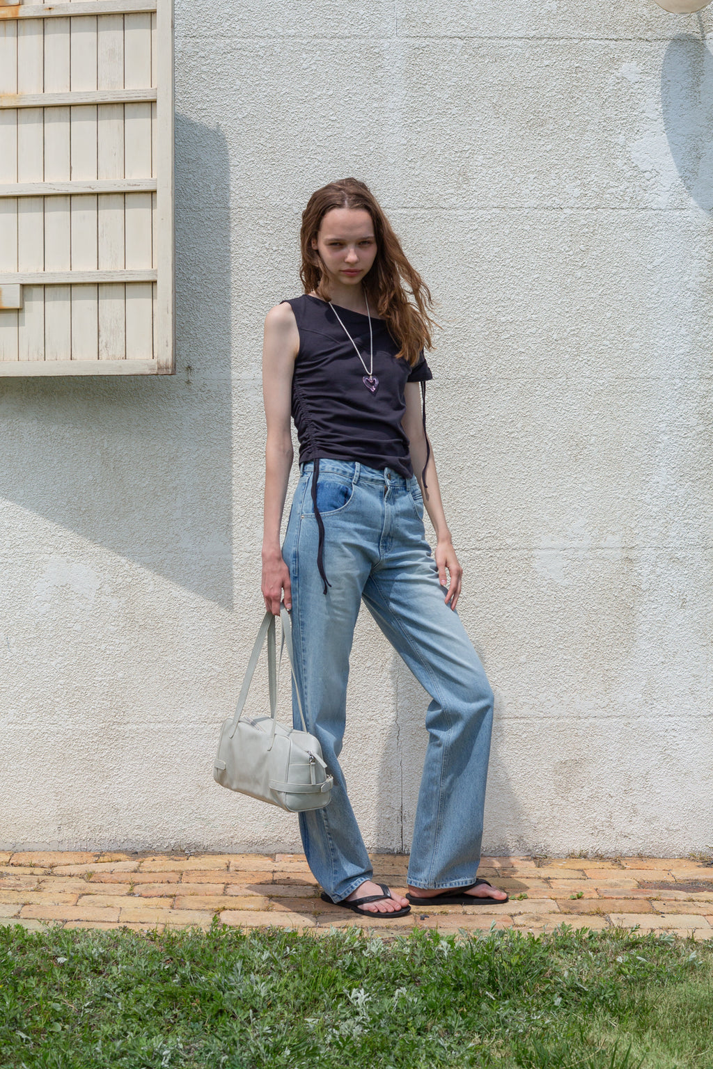 Matin Kim - Pocket Washed Point Denim Pants (Light Blue) product image 12 | TRAB K-Fashion Australia