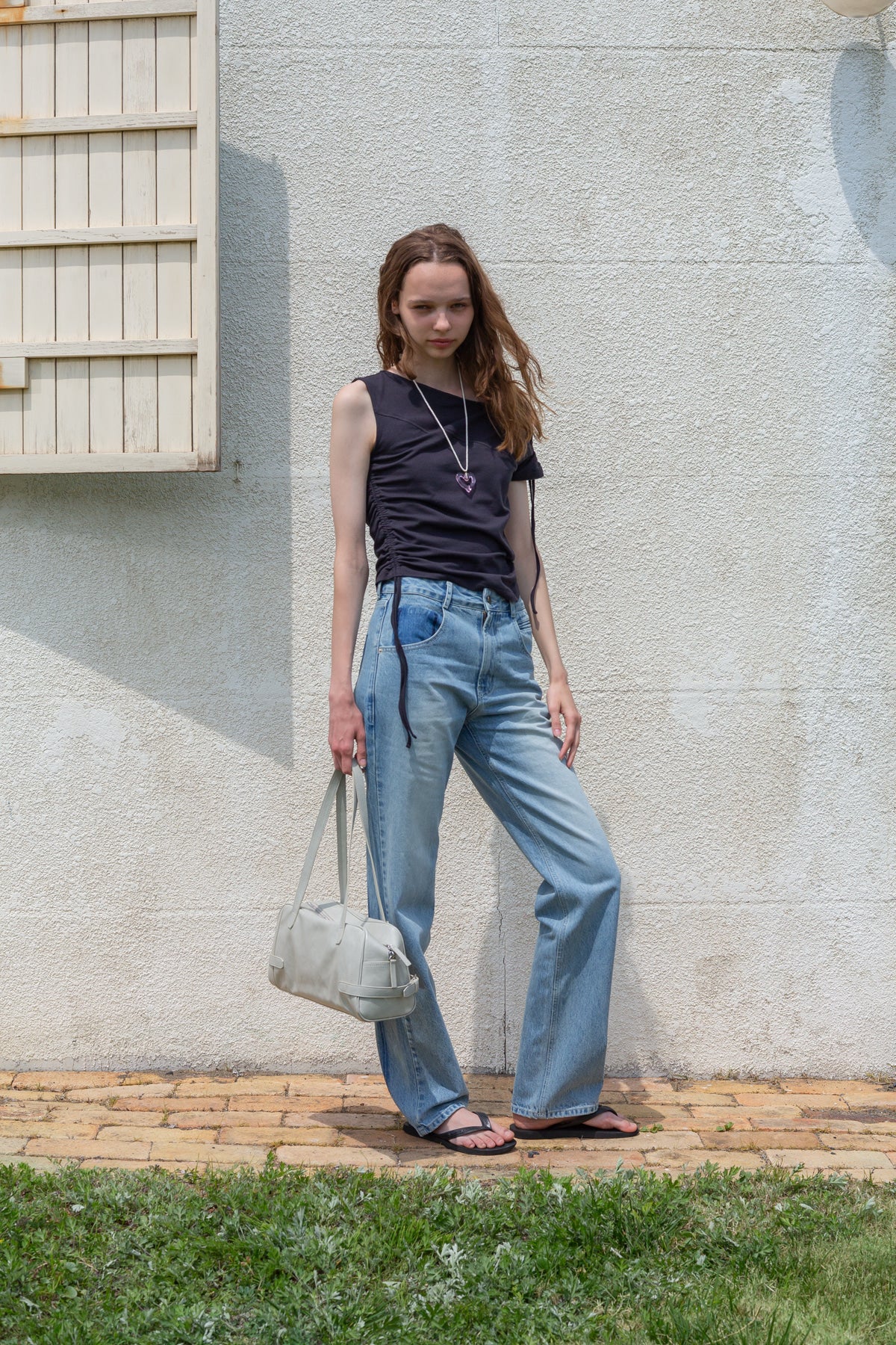 Matin Kim - Pocket Washed Point Denim Pants (Light Blue) product image 12 | TRAB K-Fashion Australia