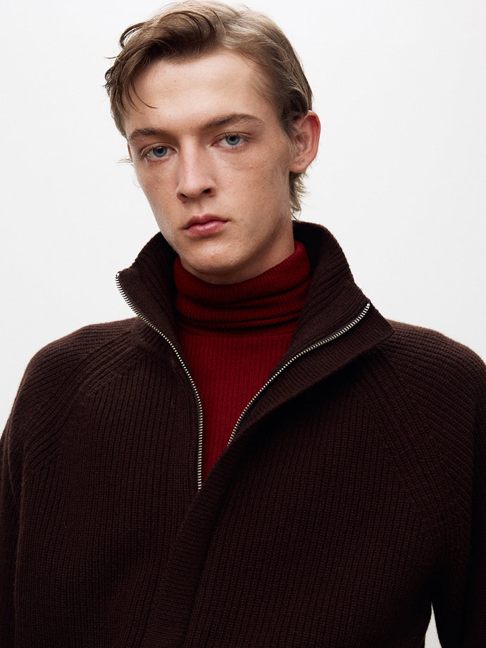 Tonywack - Super Fine Merino Wool Placket Zip-Up Knit (Dark Brown) product image 8 | TRAB K-Fashion Australia