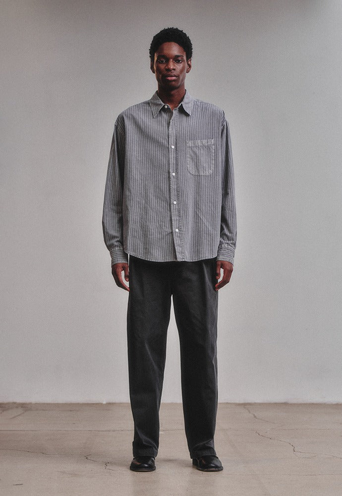 Art if acts - Pigment Dyed Stripe Shirt (Vintage Charcoal) product image 1 | TRAB K-Fashion Australia