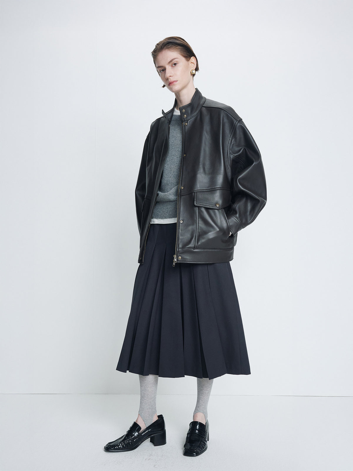 Tonywack - High-Neck Leather Zip Jacket (Dark Brown) product image 4 | TRAB K-Fashion Australia